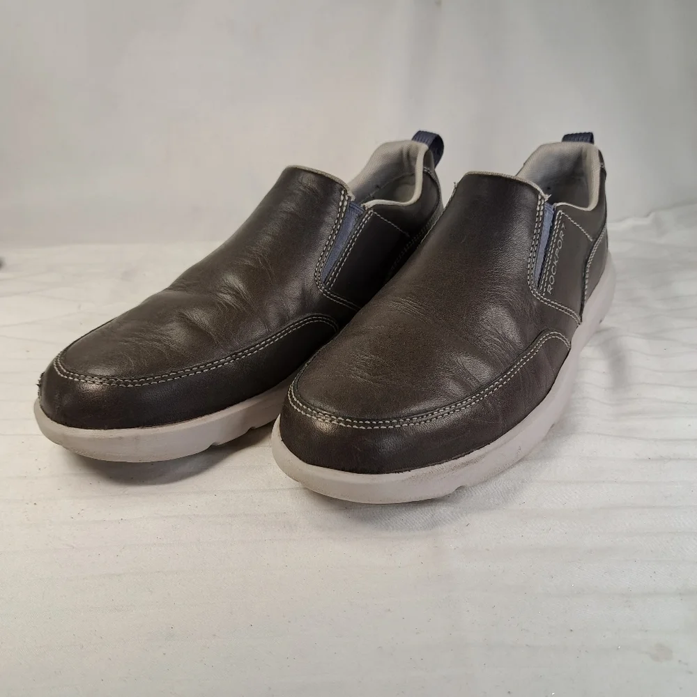 ROCKPORT Dark Gray Leather Slip On truWALK Sneakers Men's Size 8